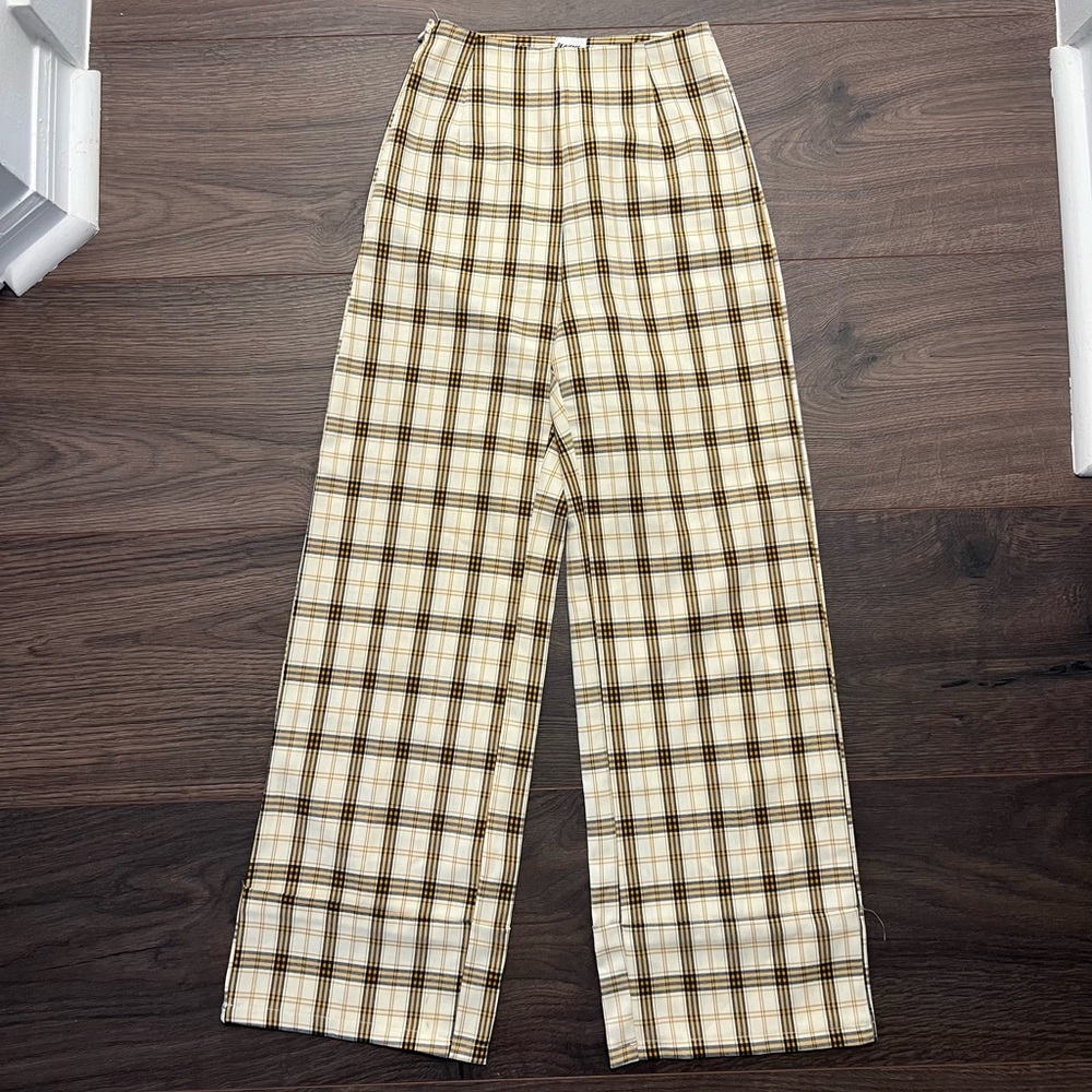 Princess Polly Plaid High-Waisted Pants